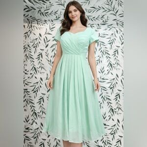 Elegant Mint Green Bridesmaid Midi Dress Sz 6 Wedding Cocktail Rehearsal NWT #B